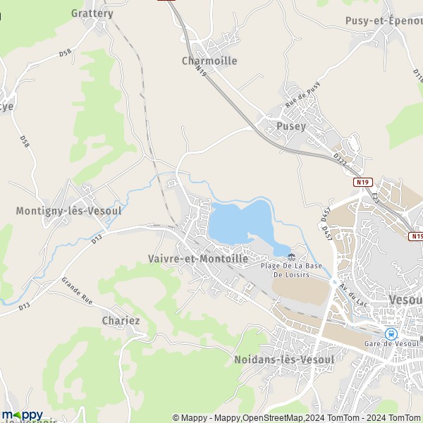 La carte pour la ville de Vaivre-et-Montoille 70000