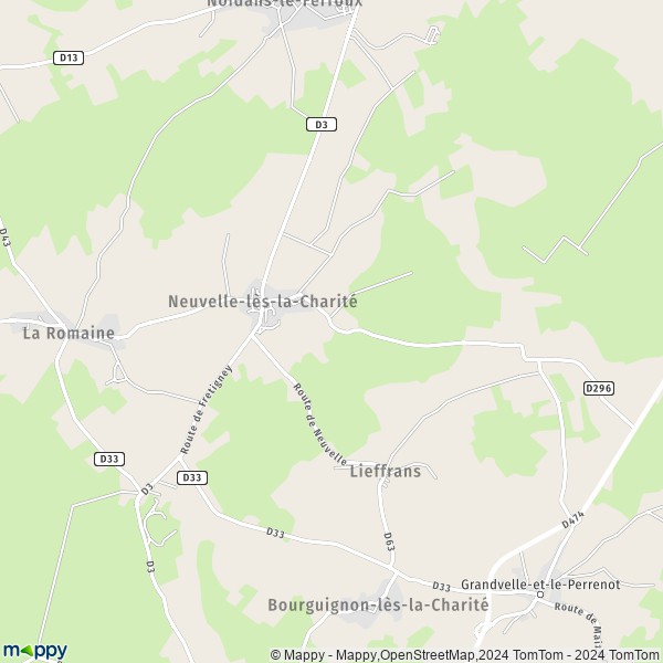 La carte pour la ville de Neuvelle-lès-la-Charité 70130