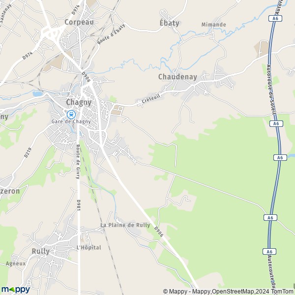 La carte pour la ville de Chagny 71150