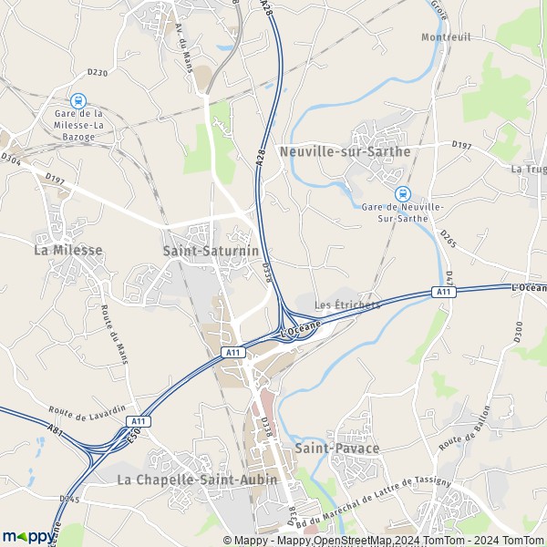 La carte pour la ville de Saint-Saturnin 72650