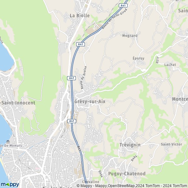 La carte pour la ville de Grésy-sur-Aix 73100