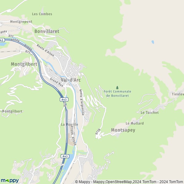 La carte pour la ville de Randens, 73220 Val-d'Arc