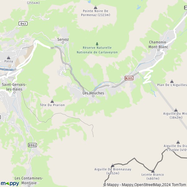 La carte pour la ville de Les Houches 74310