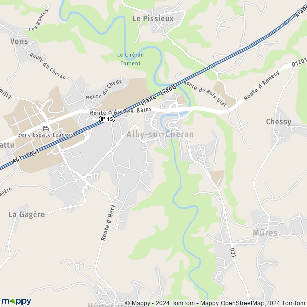 La carte pour la ville de Alby-sur-Chéran 74540