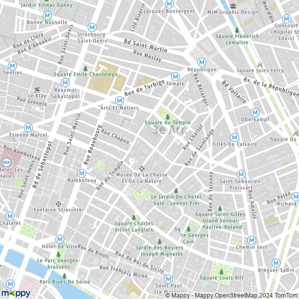 La carte pour la ville de 3e Arrondissement, Paris