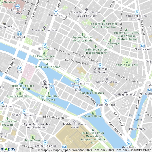 La carte pour la ville de 4e Arrondissement, Paris