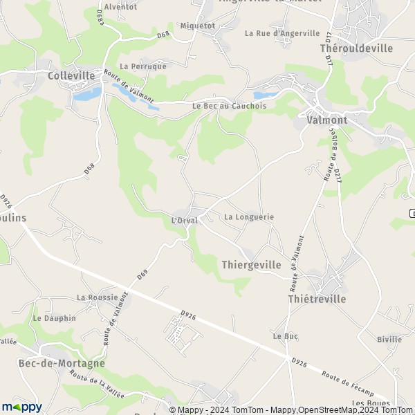 La carte pour la ville de Thiergeville 76540