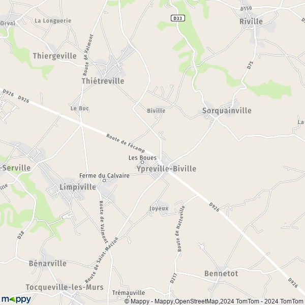 La carte pour la ville de Ypreville-Biville 76540