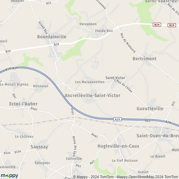 La carte pour la ville de Ancretiéville-Saint-Victor 76760
