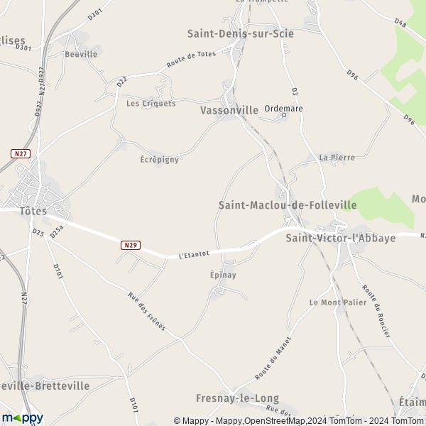 La carte pour la ville de Saint-Maclou-de-Folleville 76890