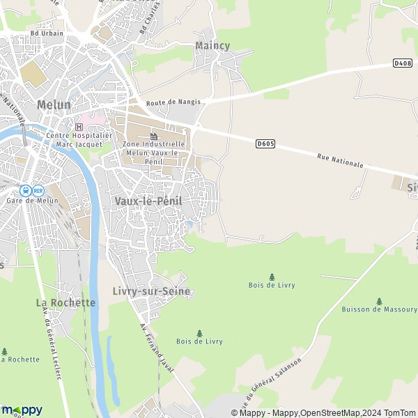 La carte pour la ville de Vaux-le-Pénil 77000