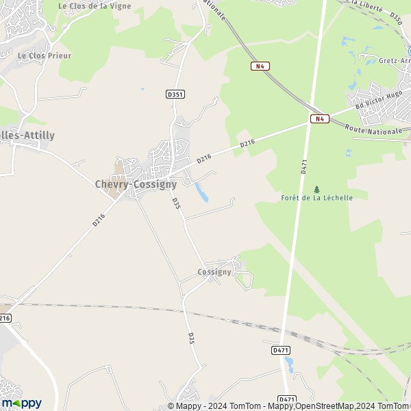 La carte pour la ville de Chevry-Cossigny 77173