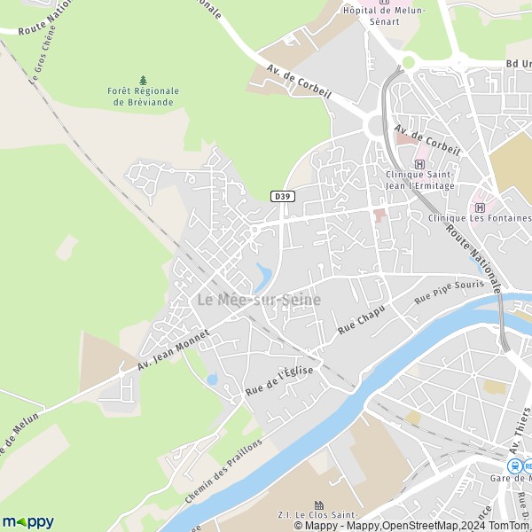 La carte pour la ville de Le Mée-sur-Seine 77350