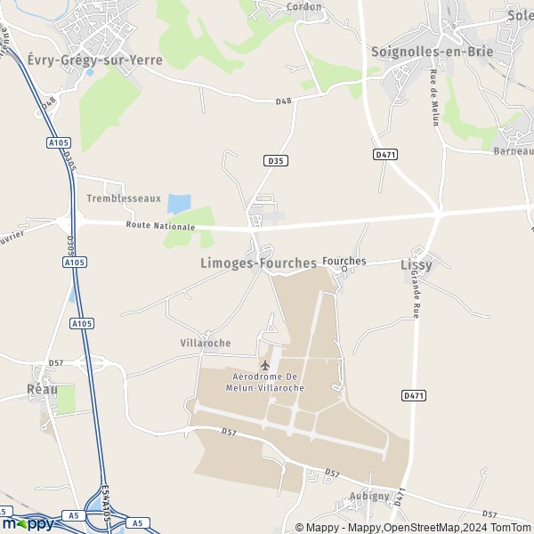 La carte pour la ville de Limoges-Fourches 77550