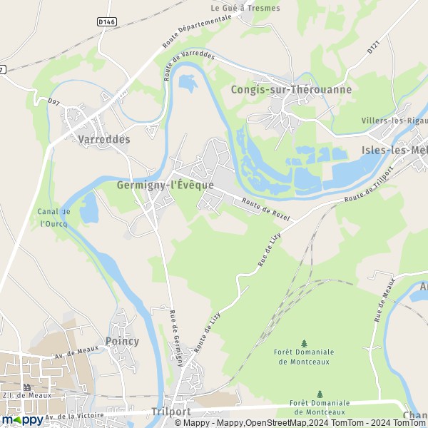 La carte pour la ville de Germigny-l'Évêque 77910