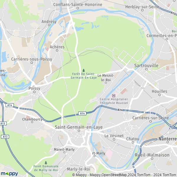 La carte pour la ville de Saint-Germain-en-Laye 78100-78112