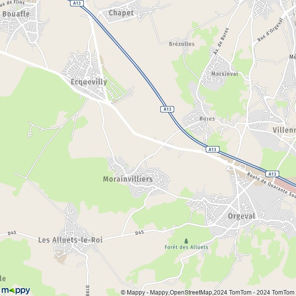La carte pour la ville de Morainvilliers 78630