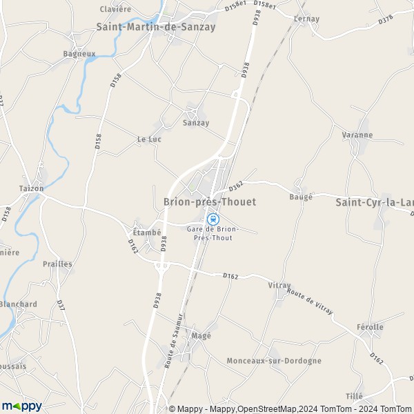 La carte pour la ville de Brion-près-Thouet 79290