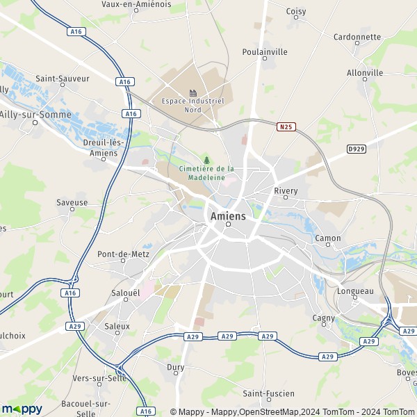 La carte pour la ville de Amiens 80000-80090