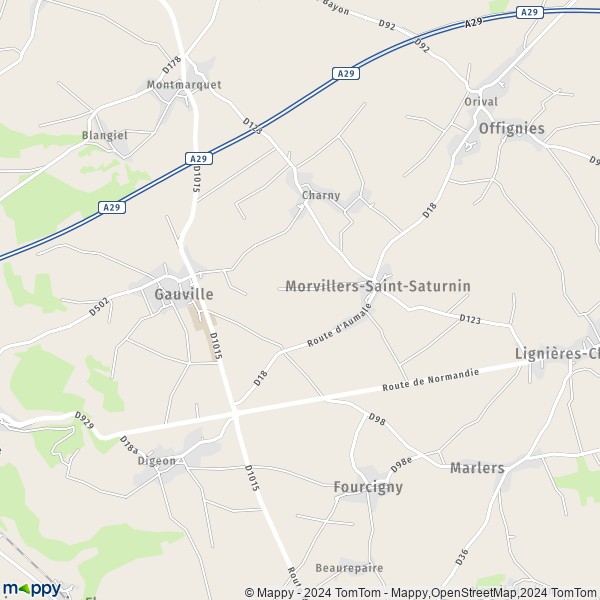 La carte pour la ville de Morvillers-Saint-Saturnin 80290