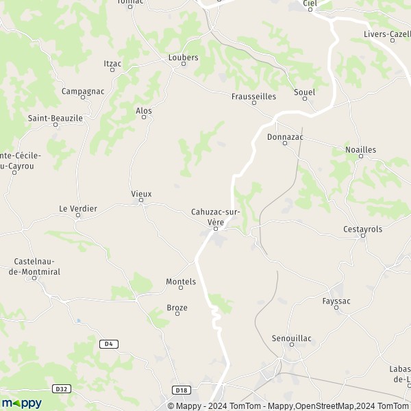 La carte pour la ville de Cahuzac-sur-Vère 81140
