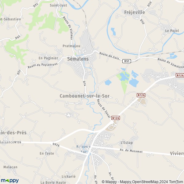 La carte pour la ville de Cambounet-sur-le-Sor 81580