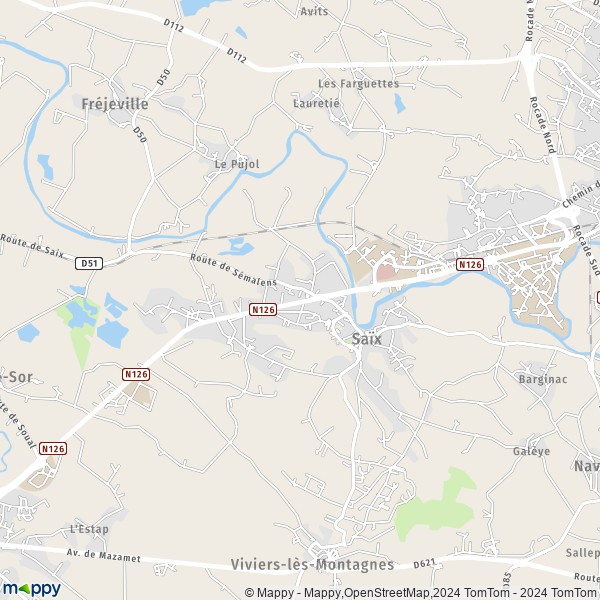 La carte pour la ville de Saïx 81710