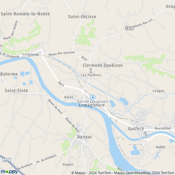 La carte pour la ville de Lamagistère 82360