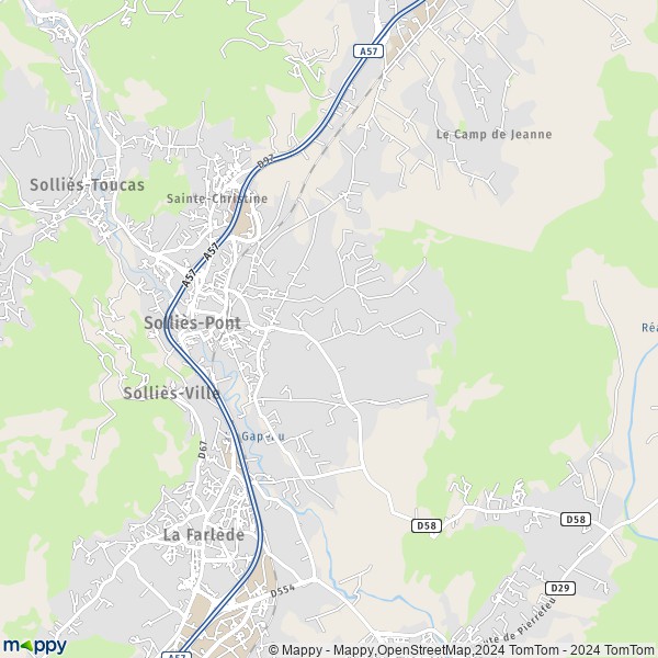 La carte pour la ville de Solliès-Pont 83210