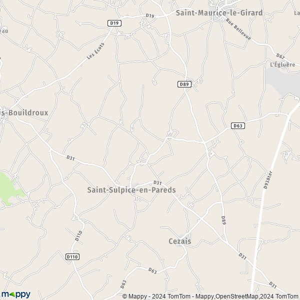 La carte pour la ville de Saint-Sulpice-en-Pareds 85410