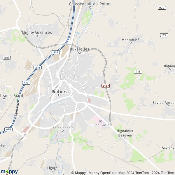 La carte pour la ville de Poitiers 86000