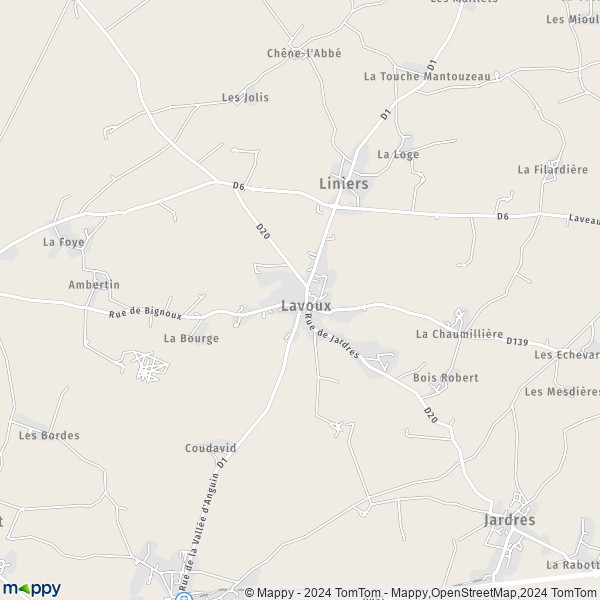 La carte pour la ville de Lavoux 86800