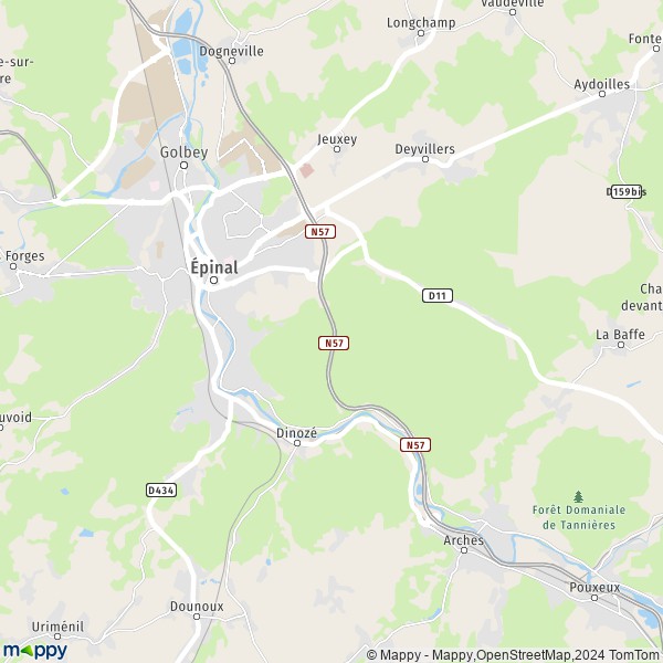 La carte pour la ville de Épinal 88000