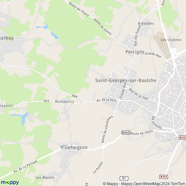 La carte pour la ville de Saint-Georges-sur-Baulche 89000