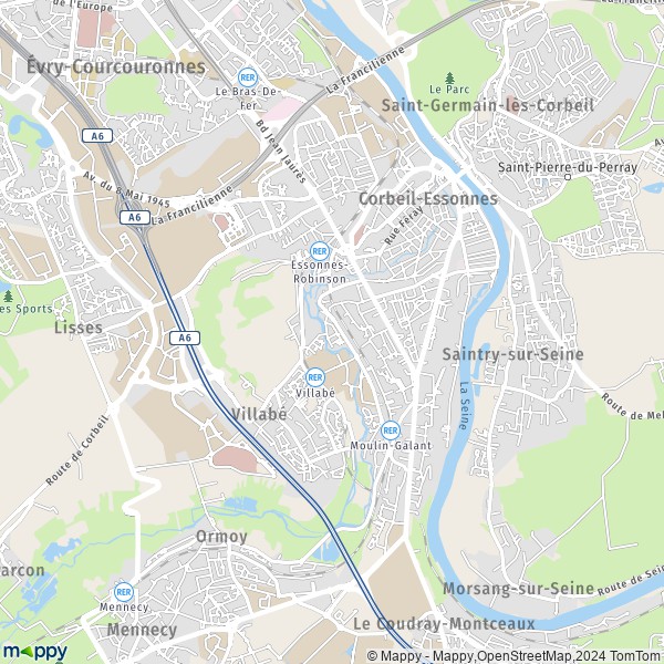 La carte pour la ville de Corbeil-Essonnes 91100