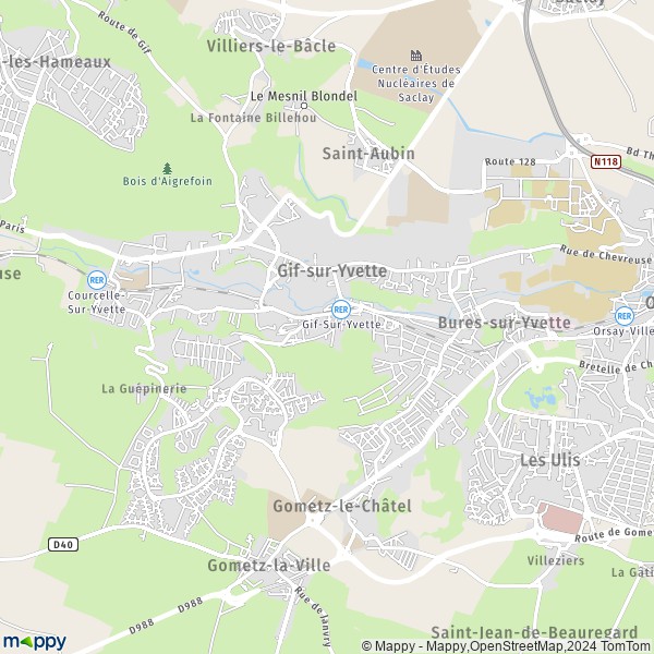 La carte pour la ville de Gif-sur-Yvette 91190