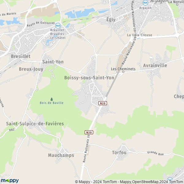 La carte pour la ville de Boissy-sous-Saint-Yon 91790
