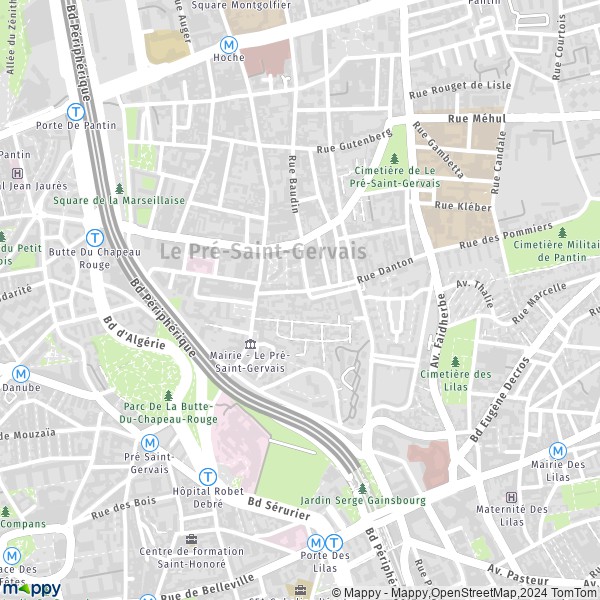 La carte pour la ville de Le Pré-Saint-Gervais 93310