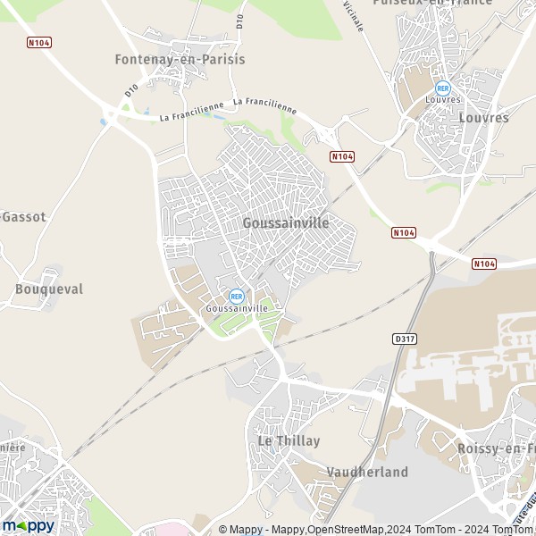 La carte pour la ville de Goussainville 95190