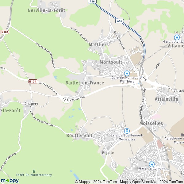 La carte pour la ville de Baillet-en-France 95560
