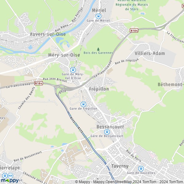 La carte pour la ville de Frépillon 95740