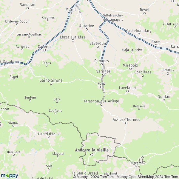 La carte du département Ariège