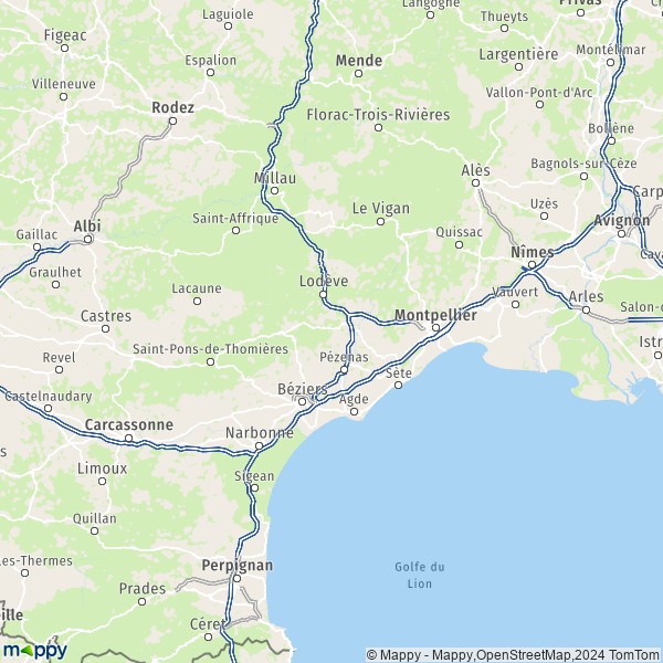 La carte du département Hérault
