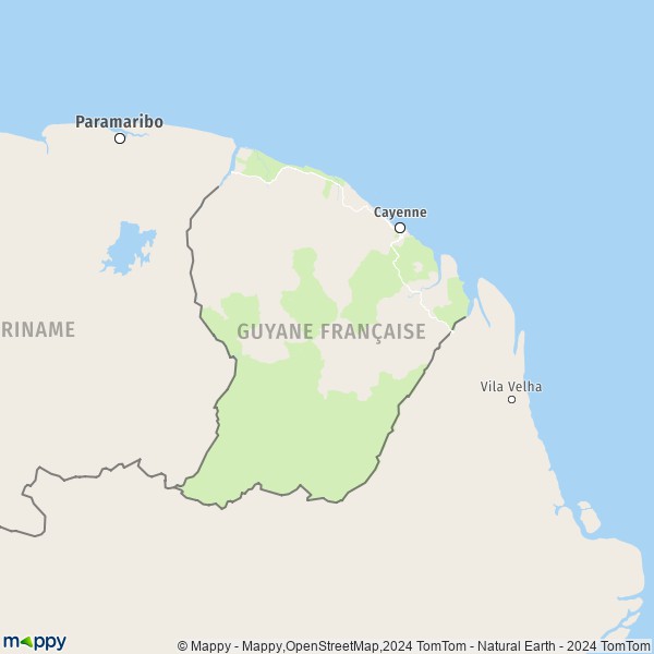 La carte du département Guyane Française